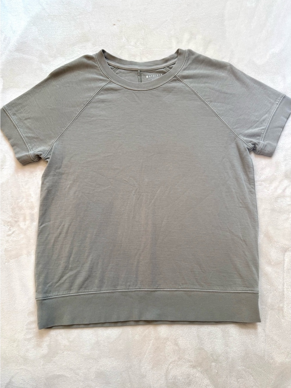 Athleta Sundown Sweatshirt Tee Gray Short Sleeve Cotton Pullover Size M